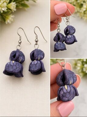 Handcrafted Purple Floral Drop Earrings - Women Jewelry